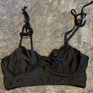 Black Women's Bikini Top - Classic Tie-Strap Swim Bra